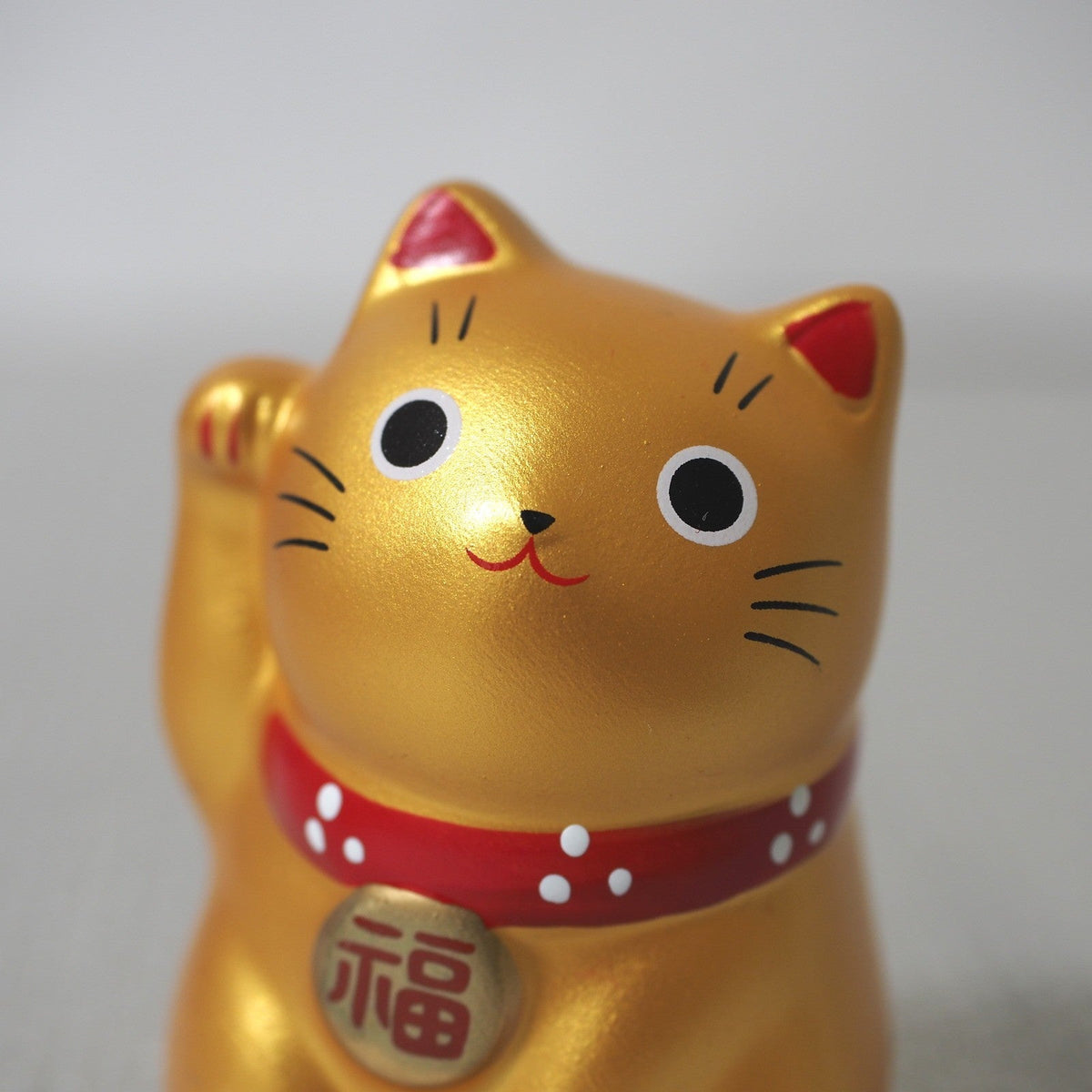 Mini Japanese Lucky Cat Pair – White & Gold Maneki Neko | Yakushigama