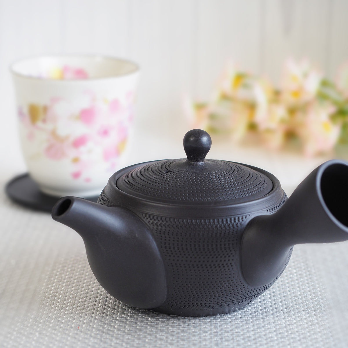 Japanese Tokoname Ware Kyusu Teapot 'Dark Gray Black Ceramesh' 300ml Made in Japan, Aichi