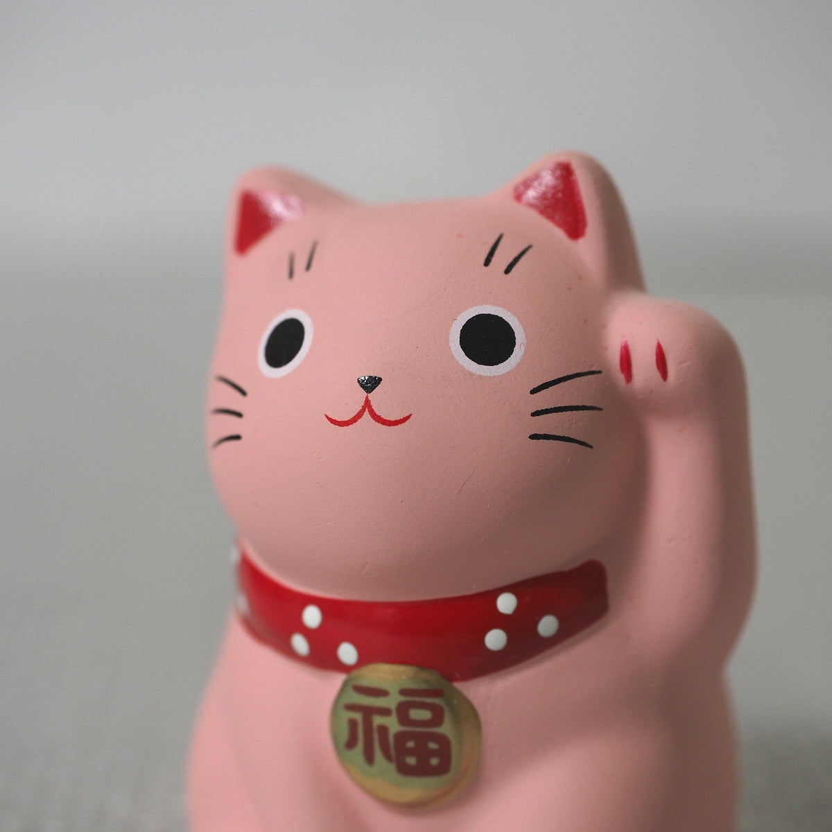 Mini Japanese Lucky Cat Pair – White & Pink Maneki Neko | Yakushigama