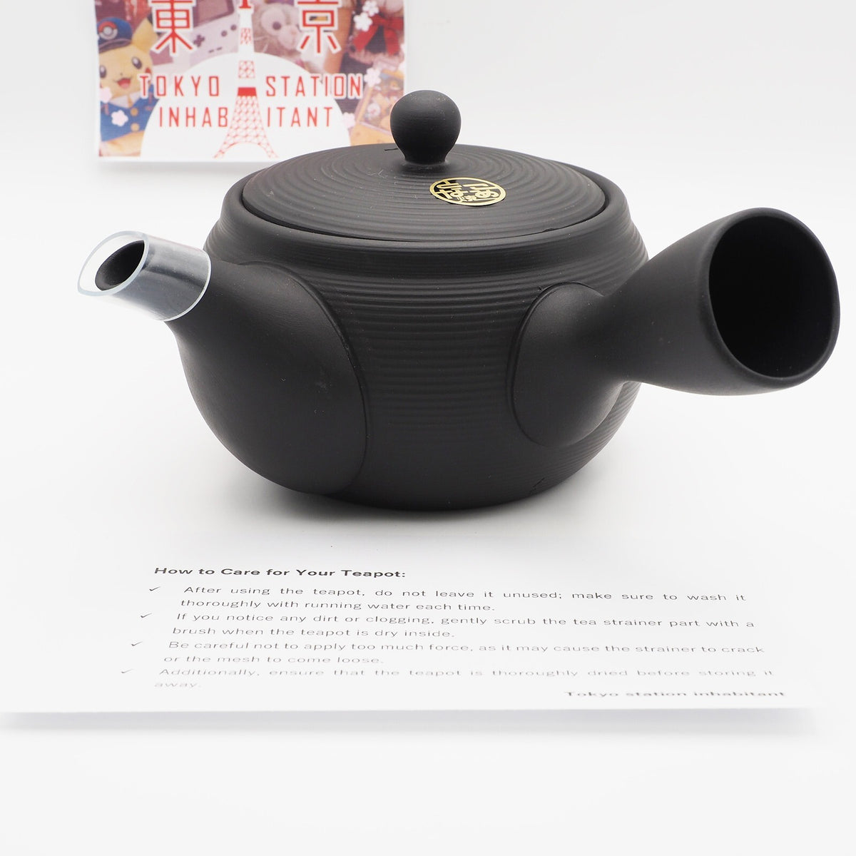Japanese Tokoname Ware Kyusu Teapot Black Gray Ceramesh 430ml Made in Japan, Aichi