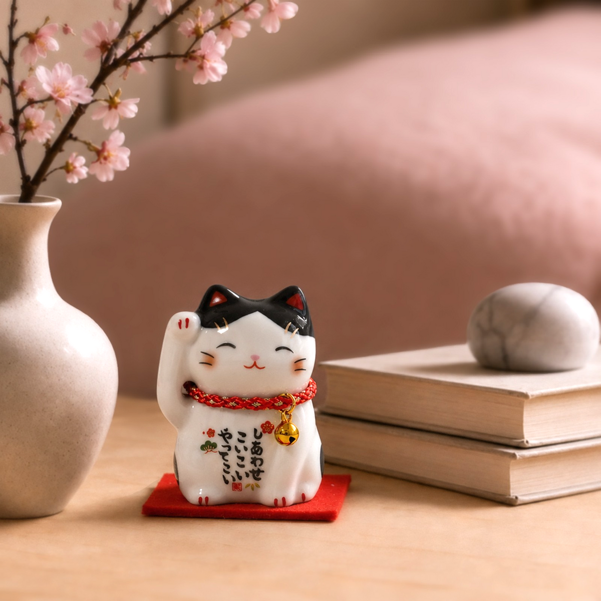 Japanese Lucky Cat Figurine – Tuxedo Maneki Neko | Yakushigama