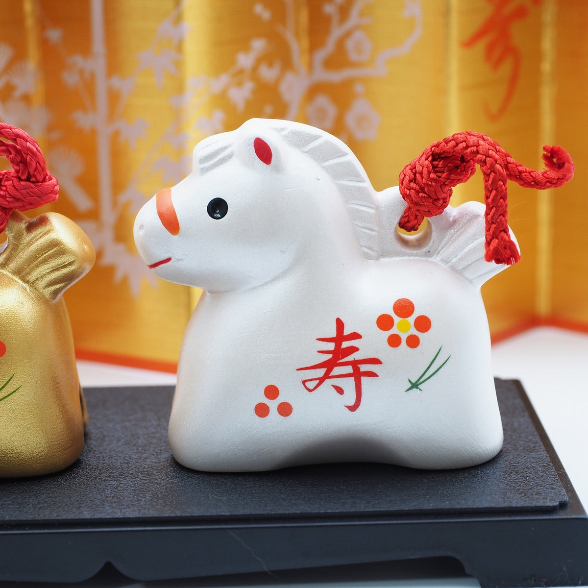 Gold and Silver Horse Clay Bell Pair | Yakushigama 2026 Zodiac
