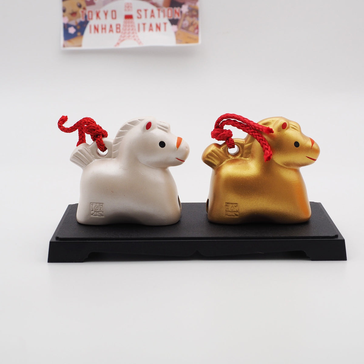 Gold and Silver Horse Clay Bell Pair | Yakushigama 2026 Zodiac