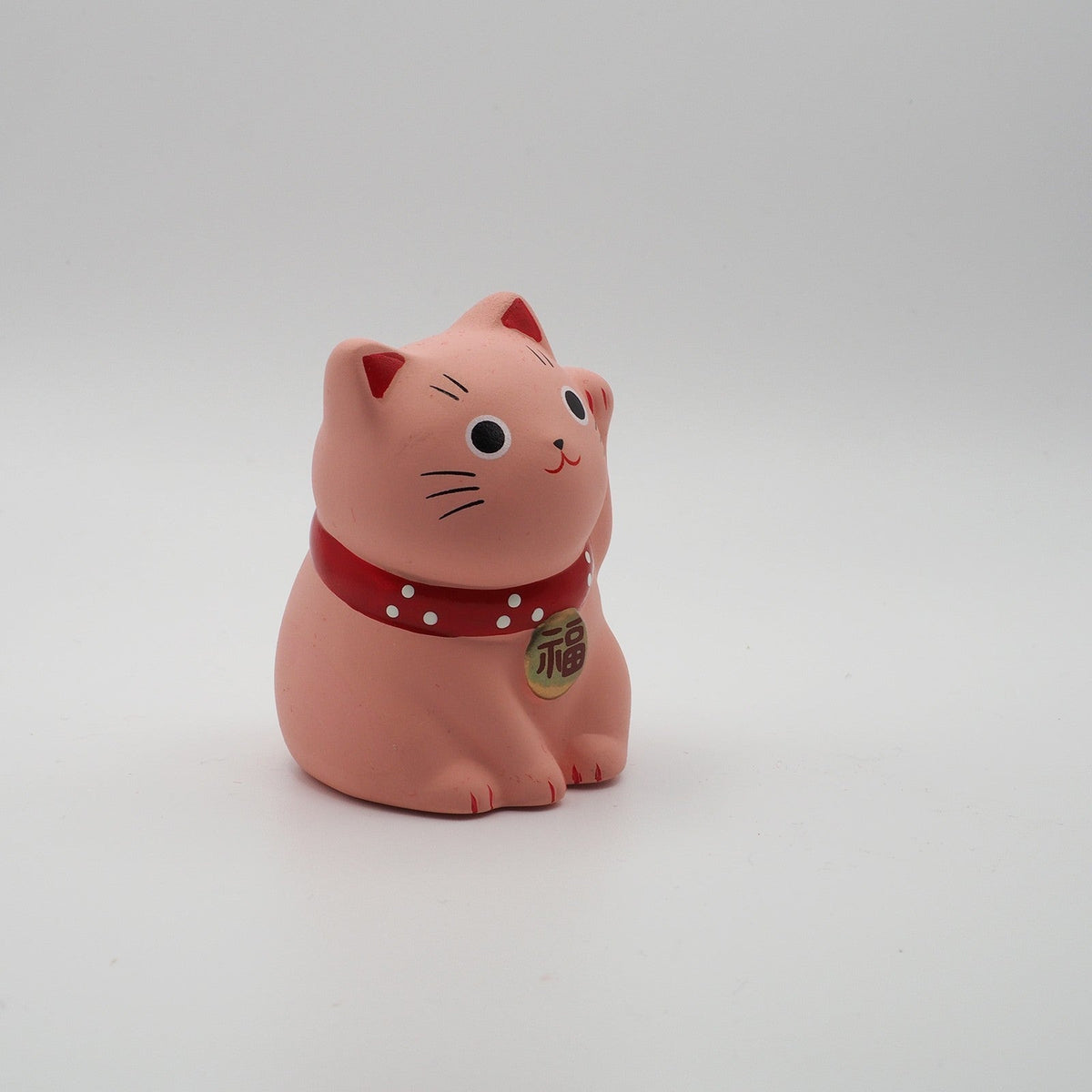 Mini Japanese Lucky Cat Pair – Red & Pink Maneki Neko | Yakushigama