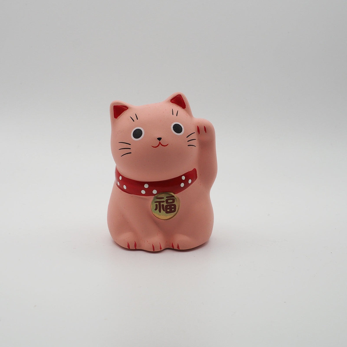 Mini Japanese Lucky Cat Pair – Red & Pink Maneki Neko | Yakushigama