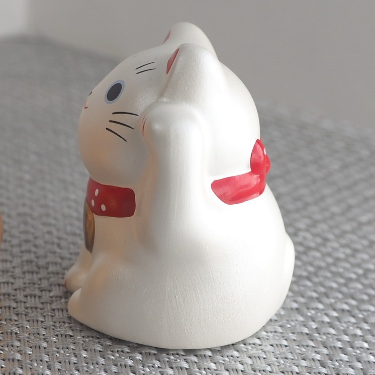 Mini Japanese Lucky Cat Pair – Black & Silver Maneki Neko | Yakushigama