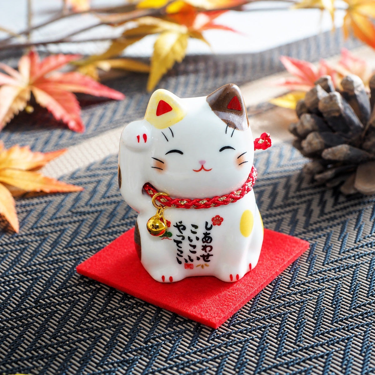 Set of 4 Japanese Lucky Cats – Calico, Brown Calico, Tuxedo & Orange Tabby | Yakushigama