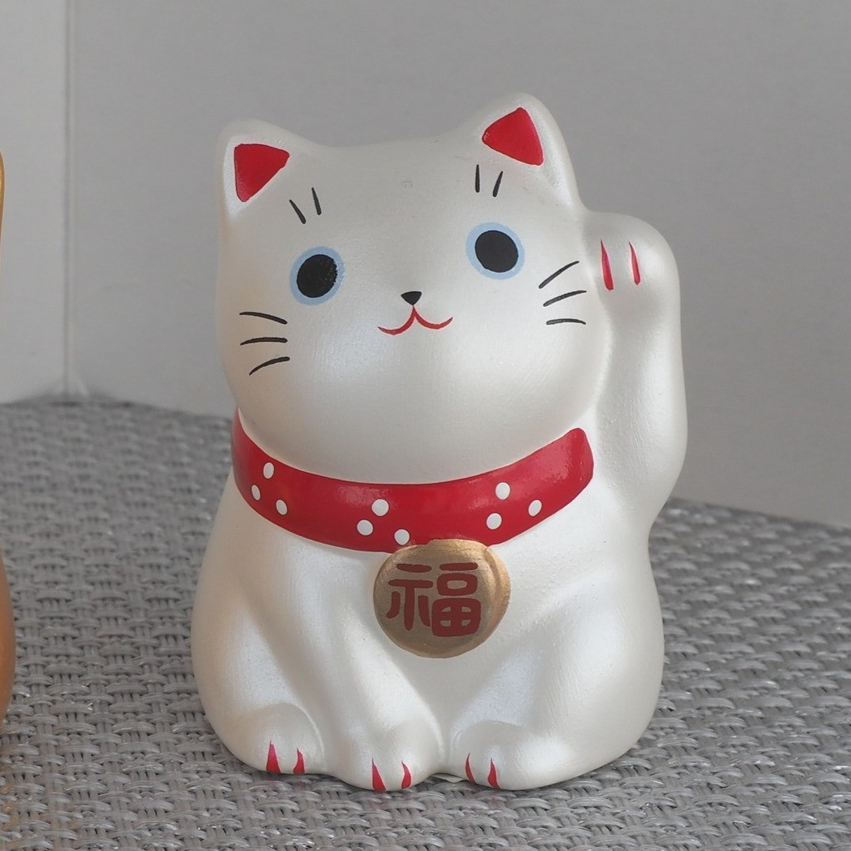 Mini Japanese Lucky Cat Pair – Black & Silver Maneki Neko | Yakushigama