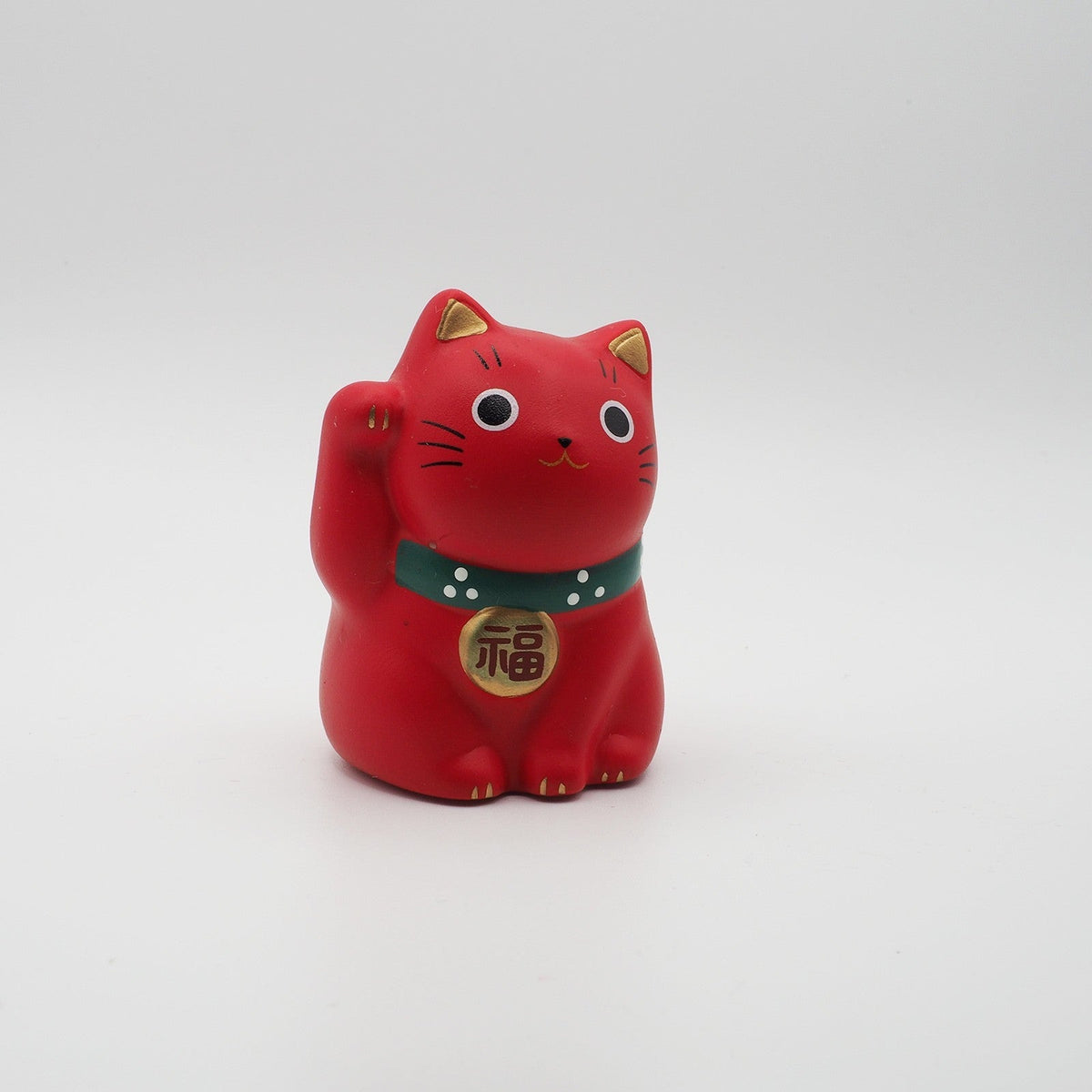 Yakushigama Mini Japanese Lucky Cat Figurine (Maneki Neko) – Hand-Painted, 9 Colors