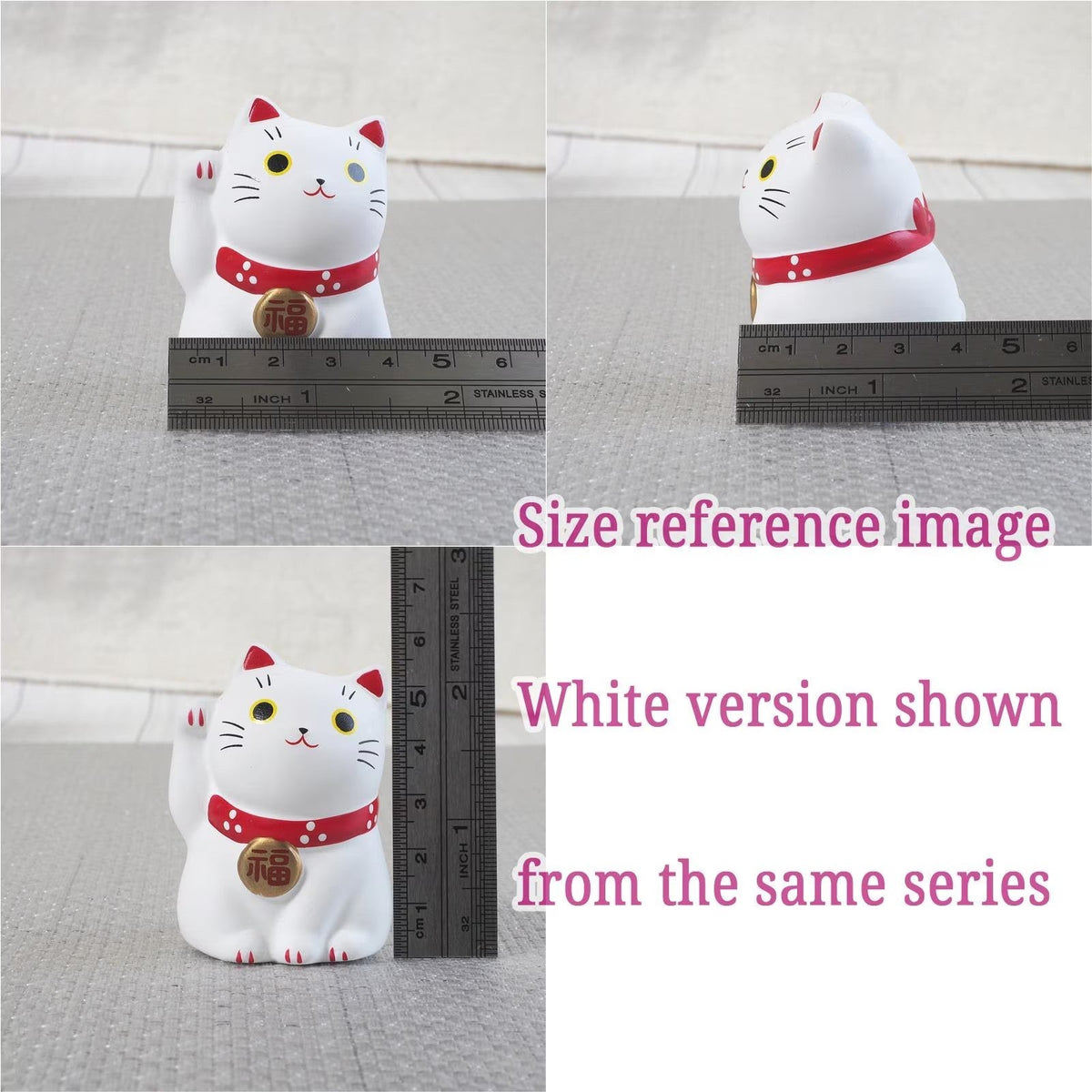 Yakushigama Mini Japanese Lucky Cat Figurine (Maneki Neko) – Hand-Painted, 9 Colors