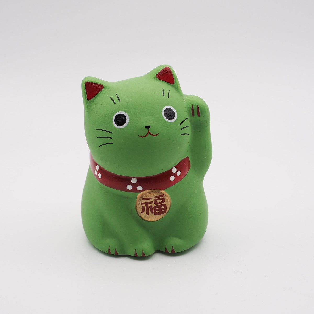 Yakushigama Mini Japanese Lucky Cat Figurine (Maneki Neko) – Hand-Painted, 9 Colors