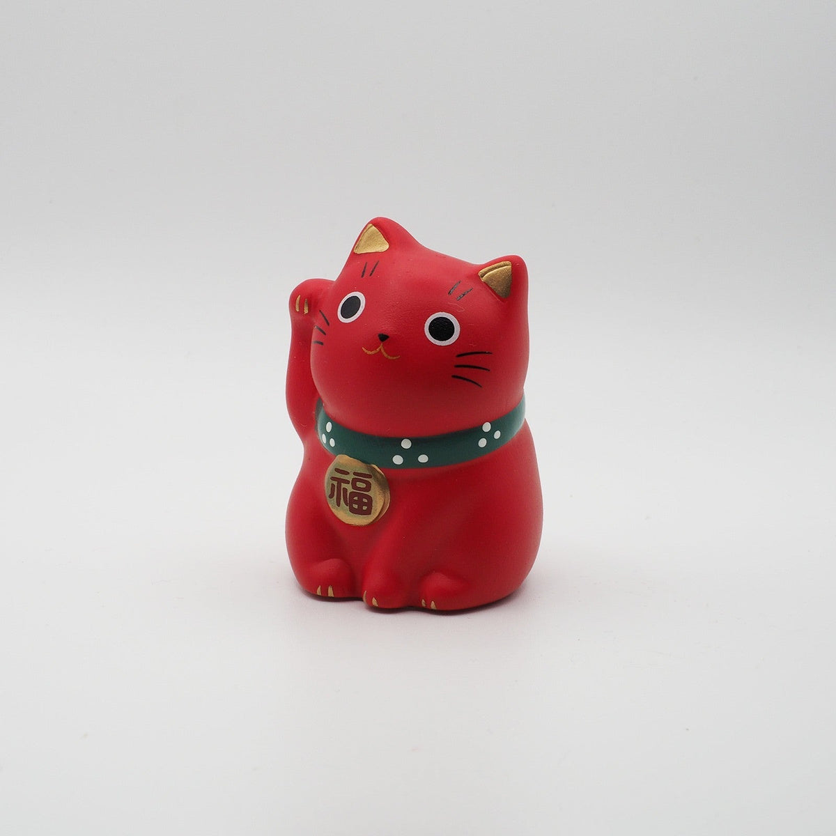 Yakushigama Mini Japanese Lucky Cat Figurine (Maneki Neko) – Hand-Painted, 9 Colors