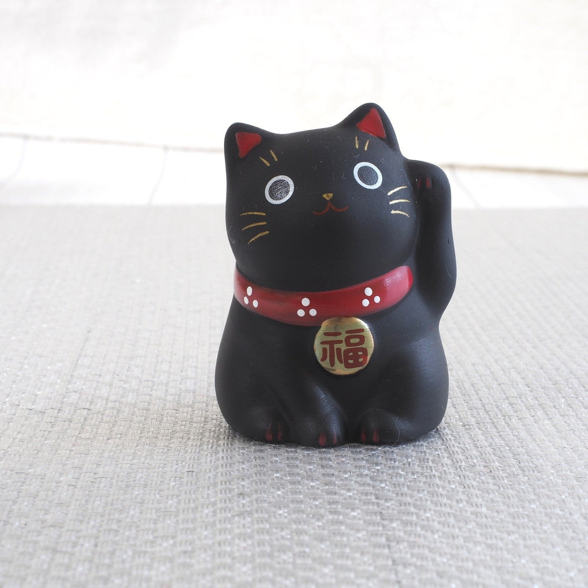 Mini Japanese Lucky Cat Pair – Black & Silver Maneki Neko | Yakushigama
