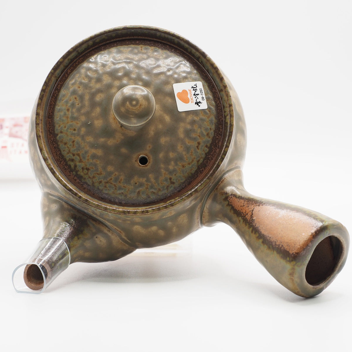 Japanese Tokoname Ware Kyusu Teapot Rustic Green Brown Ceramesh 350ml Made in Japan, Aichi