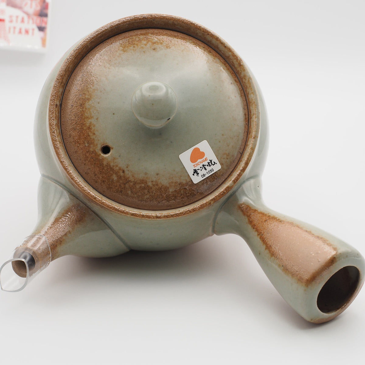 Japanese Tokoname Ware Kyusu Teapot 'Ash Gray Green Glaze' Ceramesh 350ml Made in Japan, Aichi