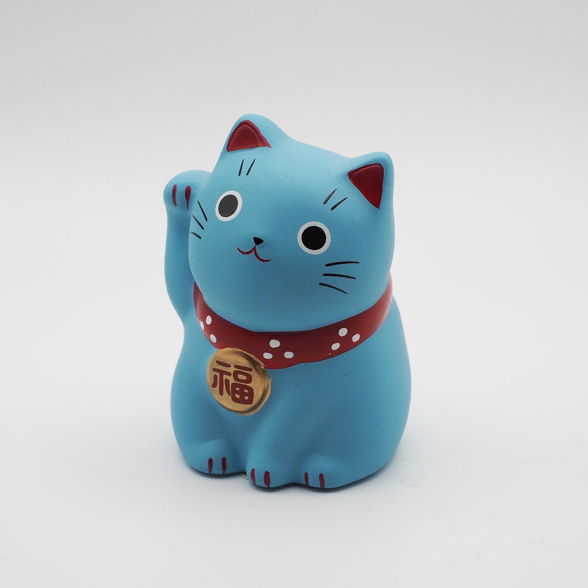 Yakushigama Mini Japanese Lucky Cat Figurine (Maneki Neko) – Hand-Painted, 9 Colors
