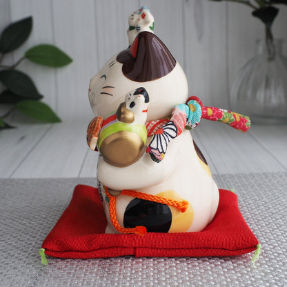 Great Fortune Japanese Lucky Cat Figurine with Lucky Mallet – 5 in Maneki Neko | Yakushigama