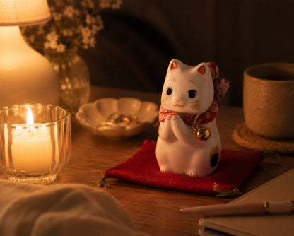 Mini Japanese Prayer Cat Figurine – Lucky Cat for Wishes | Yakushigama