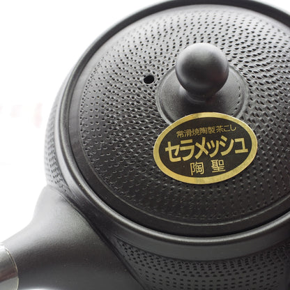 Japanese Tokoname Ware Kyusu Teapot 'Dark Gray Black Ceramesh' 300ml Made in Japan, Aichi