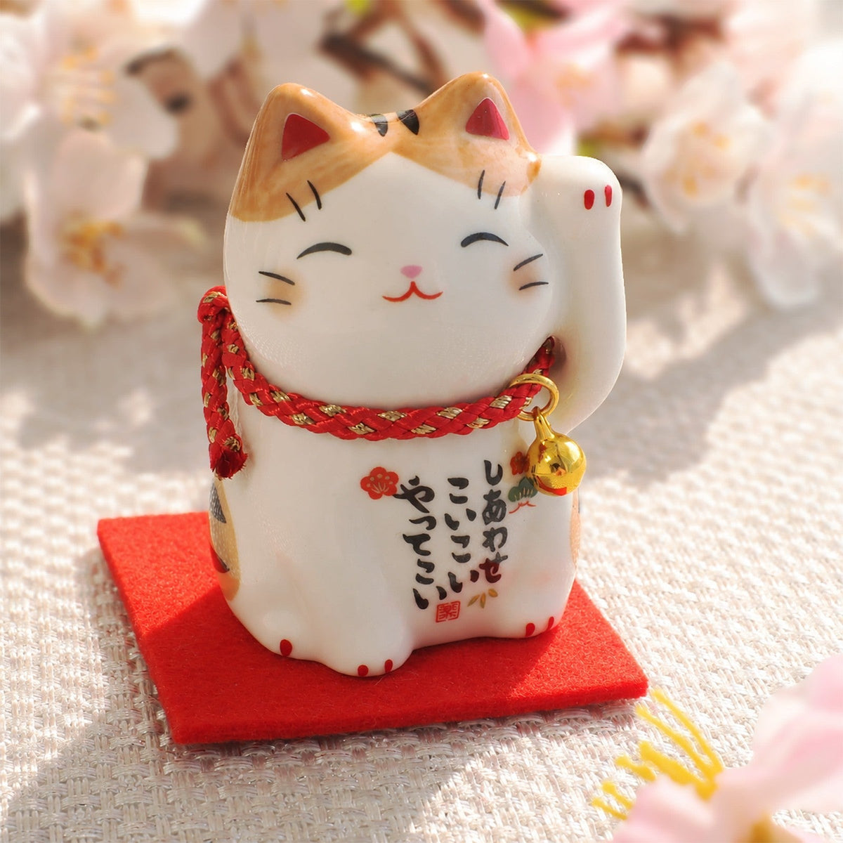 Japanese Lucky Cat Figurine – Orange Tabby Maneki Neko | Yakushigama