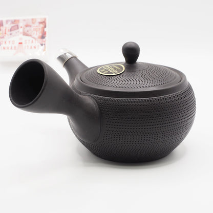 Japanese Tokoname Ware Kyusu Teapot 'Dark Gray Black Ceramesh' 300ml Made in Japan, Aichi