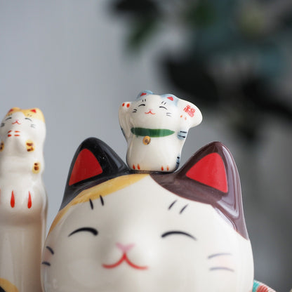 Great Fortune Japanese Lucky Cat Figurine with Lucky Mallet – 5 in Maneki Neko | Yakushigama