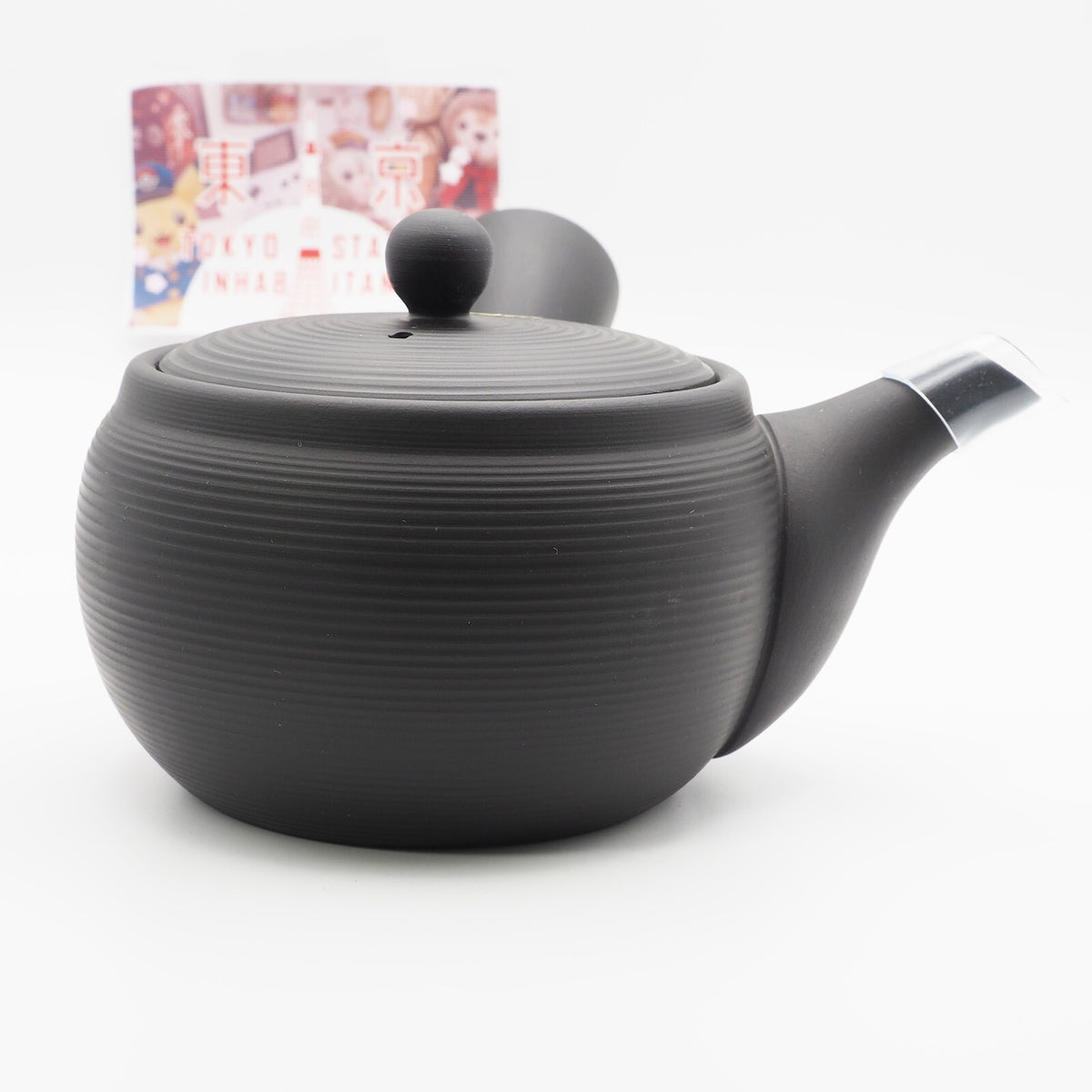 Japanese Tokoname Ware Kyusu Teapot Black Gray Ceramesh 430ml Made in Japan, Aichi