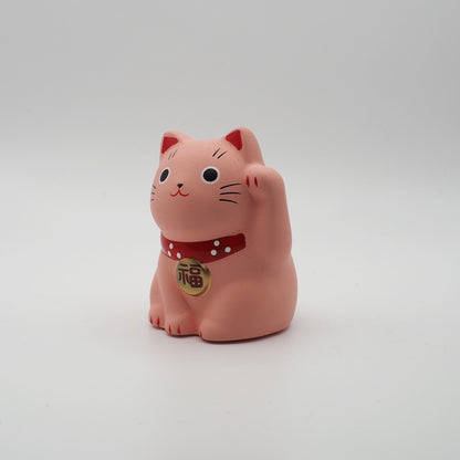 Mini Japanese Lucky Cat Pair – Red & Pink Maneki Neko | Yakushigama