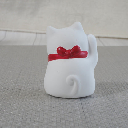 Mini Japanese Lucky Cat Pair – White & Gold Maneki Neko | Yakushigama