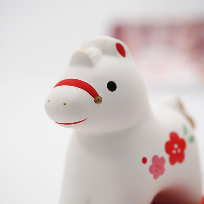 Red Plum Horse Zodiac Figurine with Display Screen | Yakushigama 2026 Zodiac