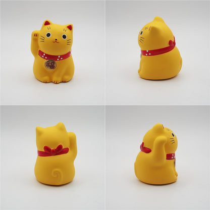 Yakushigama Mini Japanese Lucky Cat Figurine (Maneki Neko) – Hand-Painted, 9 Colors