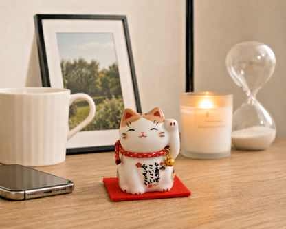 Japanese Lucky Cat Figurine – Orange Tabby Maneki Neko | Yakushigama