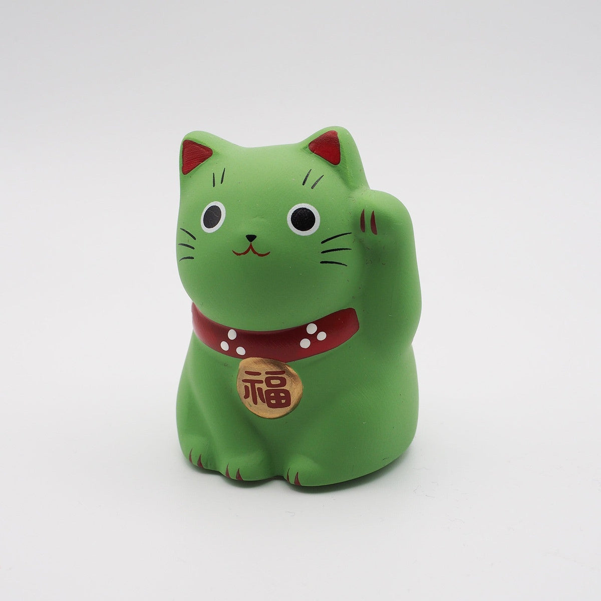 Yakushigama Mini Japanese Lucky Cat Figurine (Maneki Neko) – Hand-Painted, 9 Colors