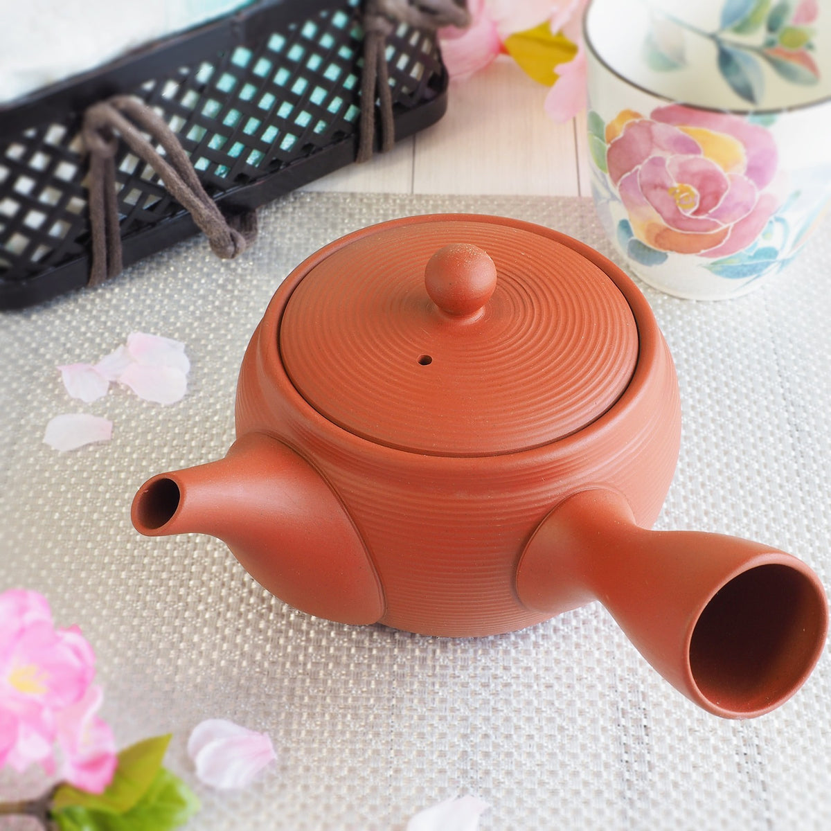 Japanese Tokoname Ware Kyusu Teapot  Red Clay Ceramesh 430ml Made in Japan, Aichi