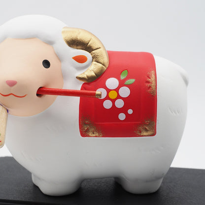 Sheep Zodiac Ornament with Hamaya Arrow and Display Set | Yakushigama 2027