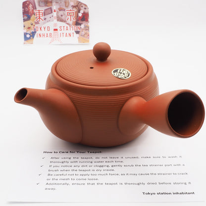 Japanese Tokoname Ware Kyusu Teapot  Red Clay Ceramesh 430ml Made in Japan, Aichi