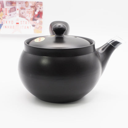 Japanese Tokoname Ware Kyusu Teapot 'Black-Round' 360ml Made in Japan, Aichi