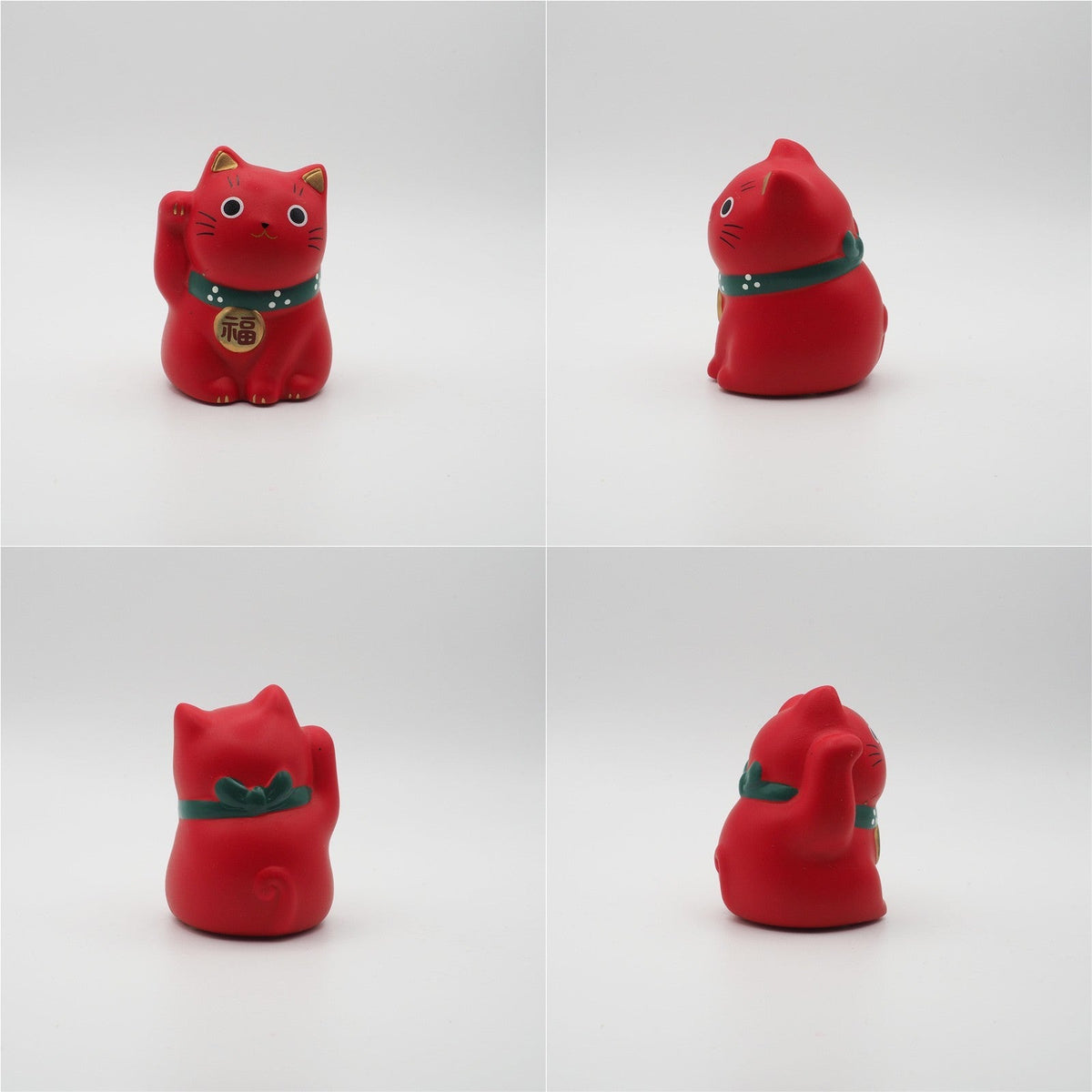 Yakushigama Mini Japanese Lucky Cat Figurine (Maneki Neko) – Hand-Painted, 9 Colors