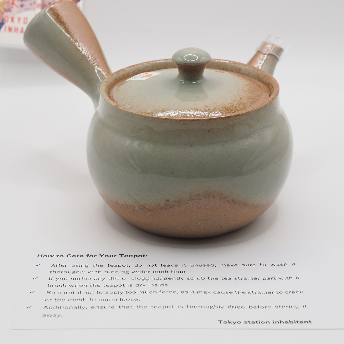 Japanese Tokoname Ware Kyusu Teapot 'Ash Gray Green Glaze' Ceramesh 350ml Made in Japan, Aichi