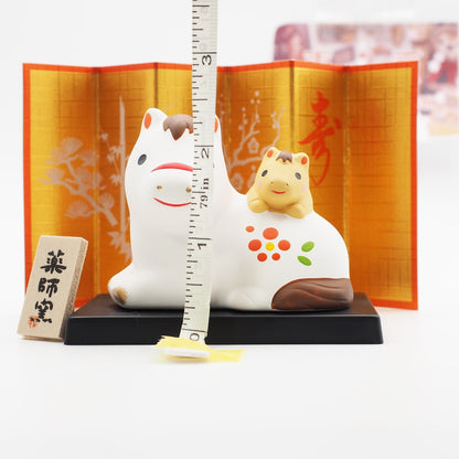 Horse and Foal Zodiac Figurine with Display Screen | Yakushigama 2026 Zodiac
