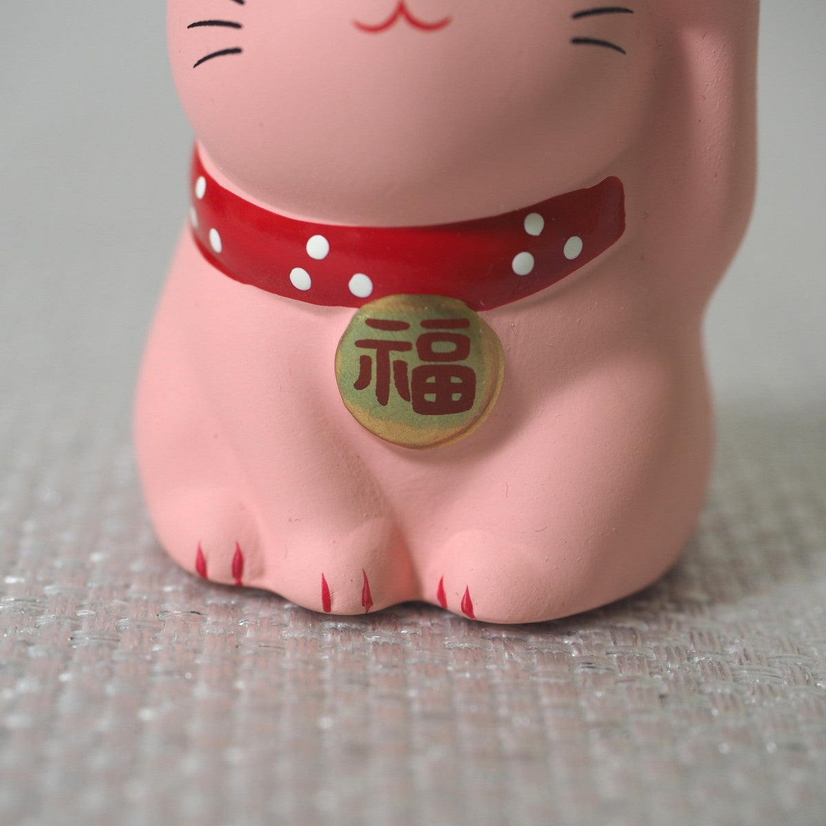 Mini Japanese Lucky Cat Pair – White & Pink Maneki Neko | Yakushigama