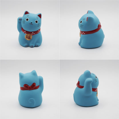 Yakushigama Mini Japanese Lucky Cat Figurine (Maneki Neko) – Hand-Painted, 9 Colors