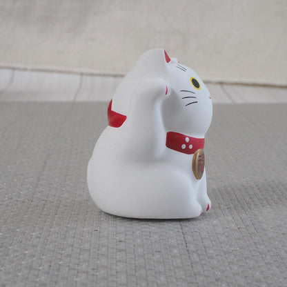 Mini Japanese Lucky Cat Pair – White & Gold Maneki Neko | Yakushigama