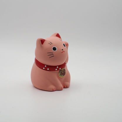 Mini Japanese Lucky Cat Pair – Red & Pink Maneki Neko | Yakushigama