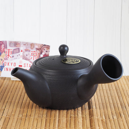 Japanese Tokoname Ware Kyusu Teapot 'Dark Gray Black Ceramesh' 300ml Made in Japan, Aichi
