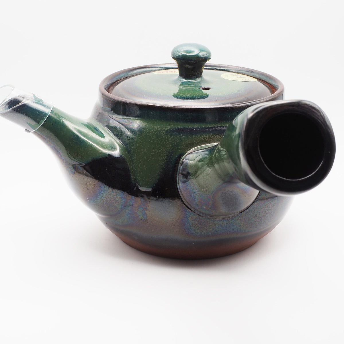 Japanese Tokoname Ware Kyusu Pottery Teapot 'Green-Blue Glaze' 380ml Made in Japan, Aichi