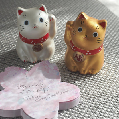Mini Japanese Lucky Cat Pair – Gold & Silver Maneki Neko | Yakushigama