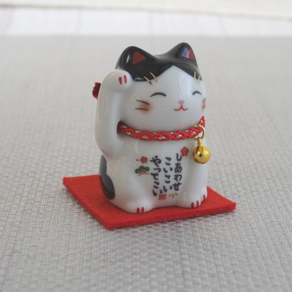 Japanese Lucky Cat Pair – Tuxedo & Orange Tabby Maneki Neko | Yakushigama