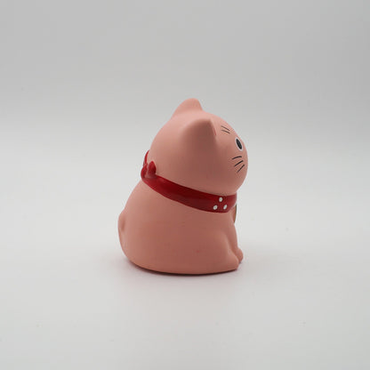 Mini Japanese Lucky Cat Pair – Red & Pink Maneki Neko | Yakushigama