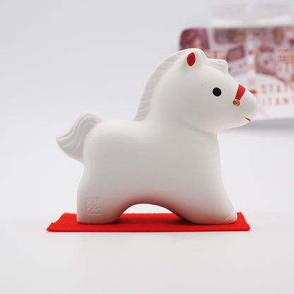 Red Plum Horse Zodiac Figurine with Display Screen | Yakushigama 2026 Zodiac